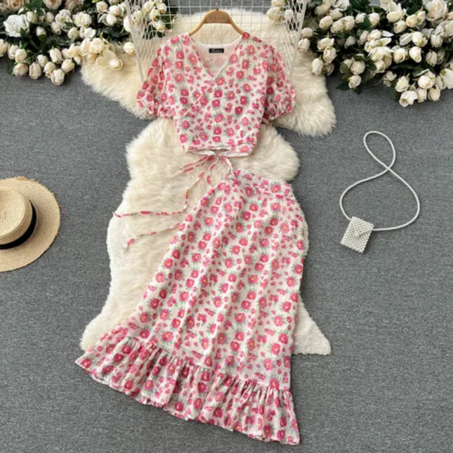 Elegant Polka Dot Co-Ord Skirt Set