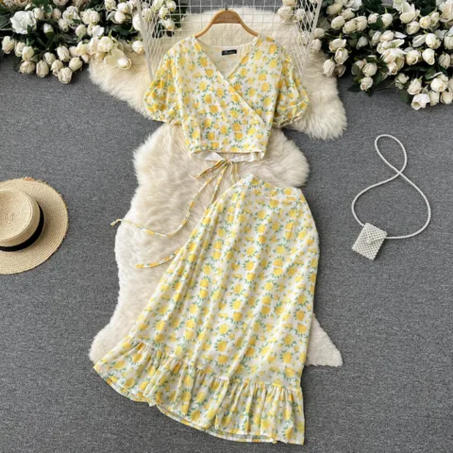 Elegant Polka Dot Co-Ord Skirt Set