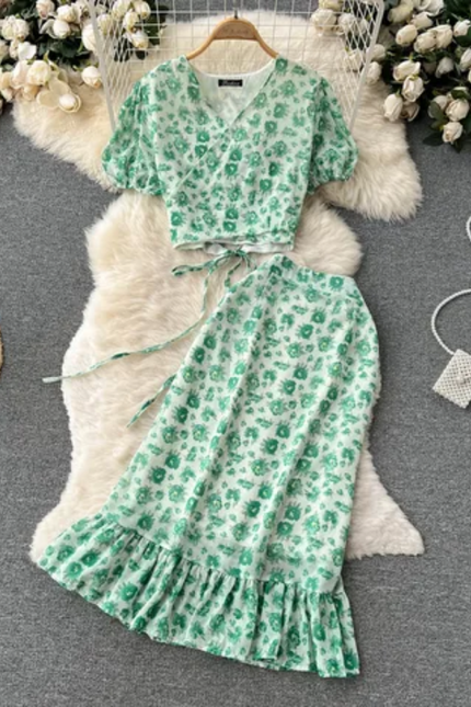 Elegant Polka Dot Co-Ord Skirt Set