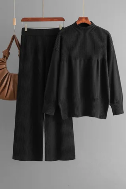 Elegant Knit Set – Women's Sweater & Slim Slacks Duo