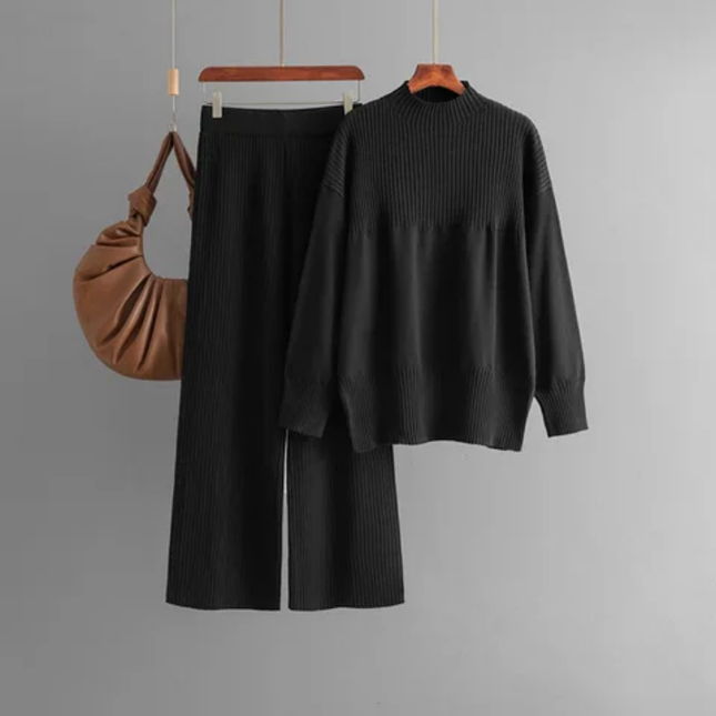Elegant Knit Set – Women's Sweater & Slim Slacks Duo