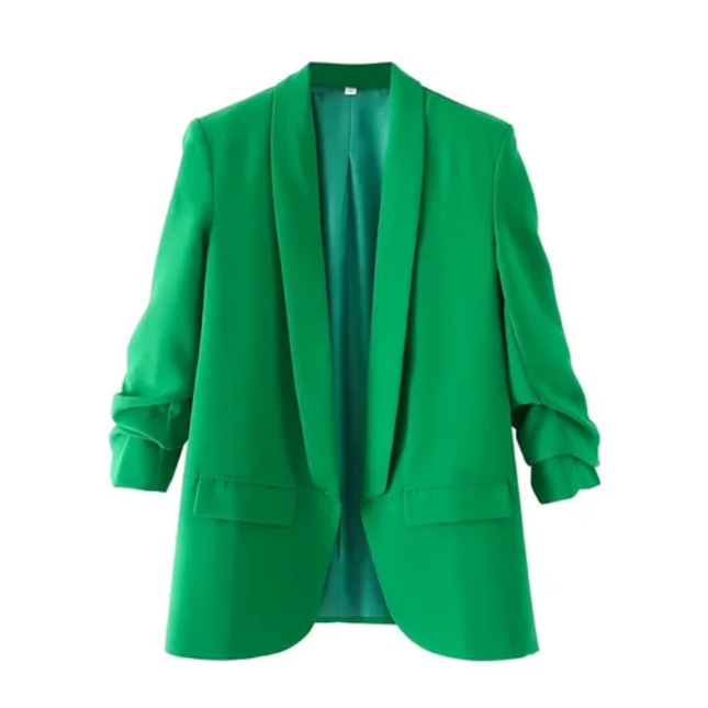 Women's Candy Color Open Stitch Blazer – 12 Color Options