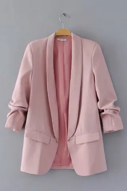 Women's Candy Color Open Stitch Blazer – 12 Color Options
