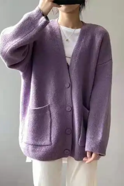 Women's V-Neck Solid Color Blouse