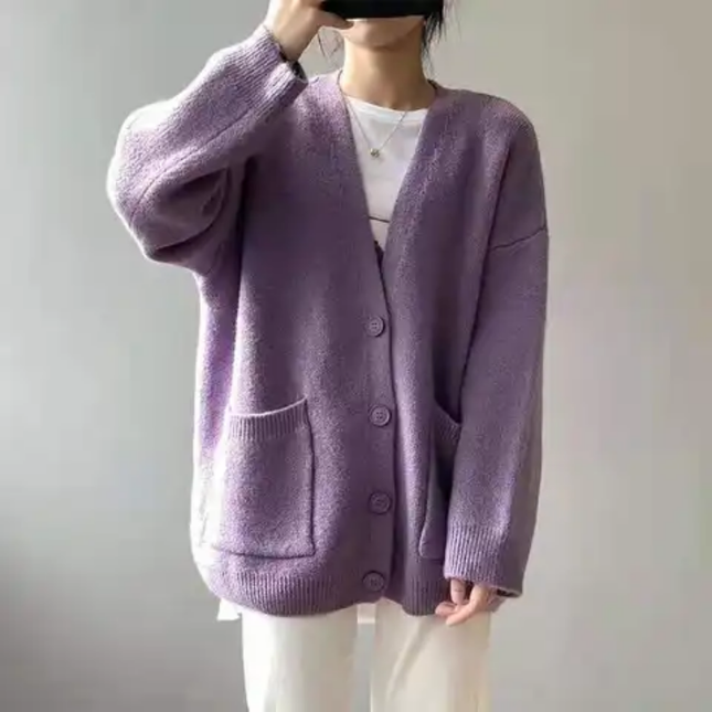 Women's V-Neck Solid Color Blouse