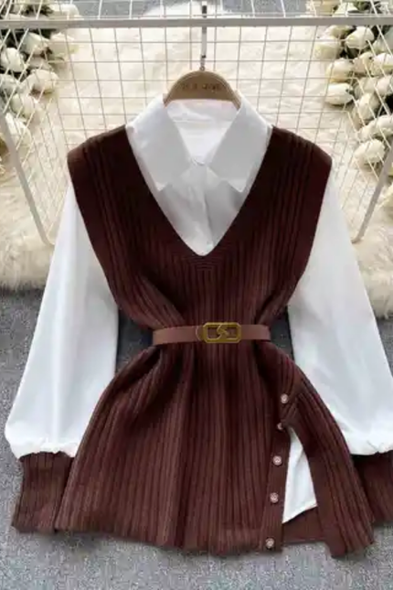 Autumn Two-Piece Layered Shirt Outfit Style