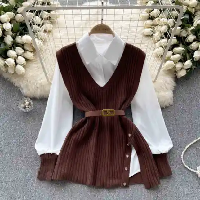 Autumn Two-Piece Layered Shirt Outfit Style