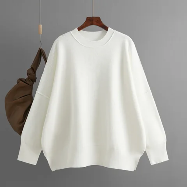 Oversized Black Crewneck Sweater for Women