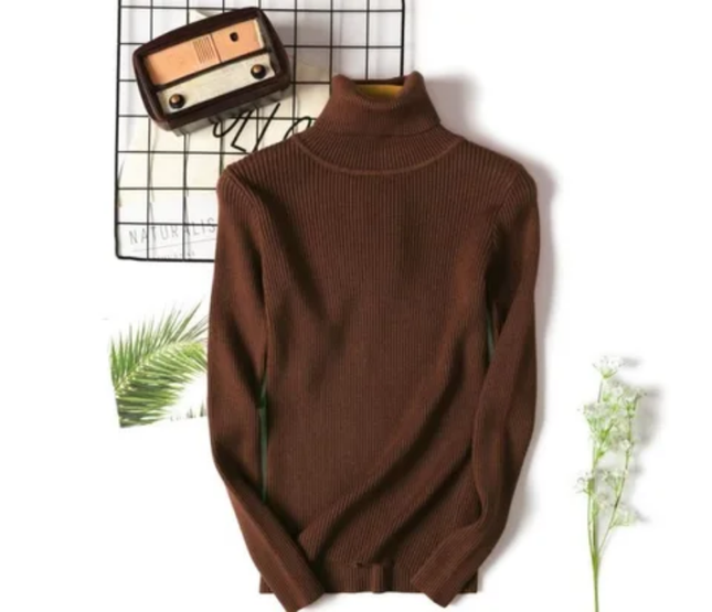 Slim Fit Turtleneck Sweater – Solid Knit Pullover