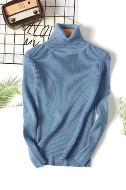 Slim Fit Turtleneck Sweater – Solid Knit Pullover