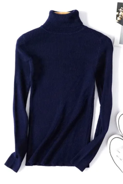 Slim Fit Turtleneck Sweater – Solid Knit Pullover