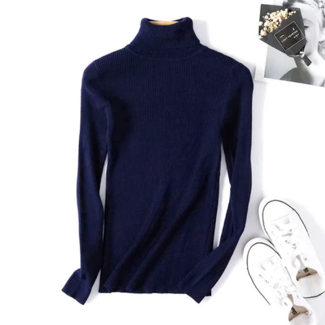 Slim Fit Turtleneck Sweater – Solid Knit Pullover