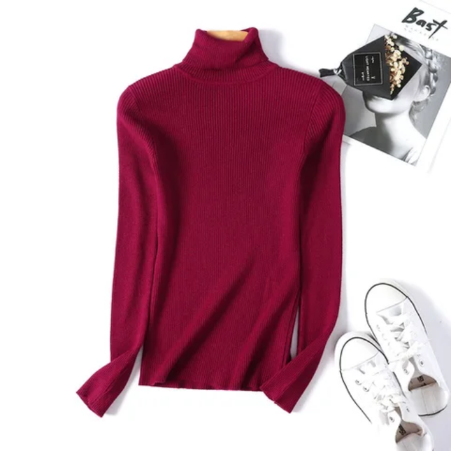 Slim Fit Turtleneck Sweater – Solid Knit Pullover