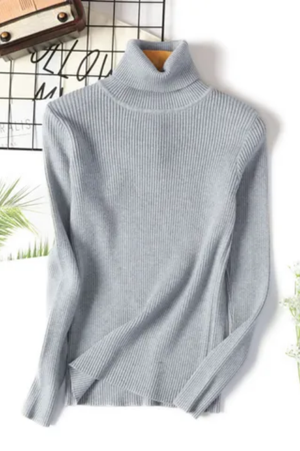 Slim Fit Turtleneck Sweater – Solid Knit Pullover