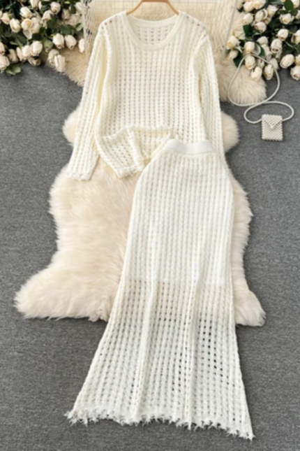 Knit Top & Skirt Two-Piece Set