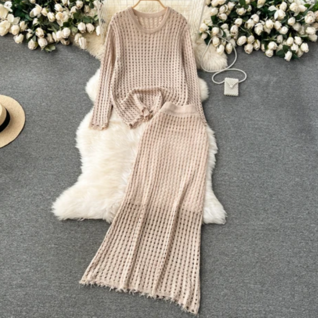 Knit Top & Skirt Two-Piece Set