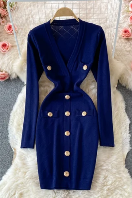 Wholesale Elegance V-Neck Bodycon Jersey Dresses