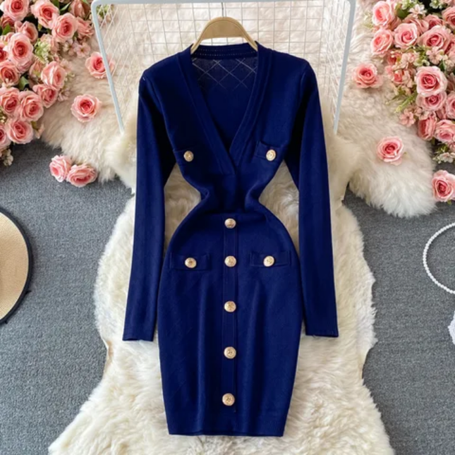 Wholesale Elegance V-Neck Bodycon Jersey Dresses