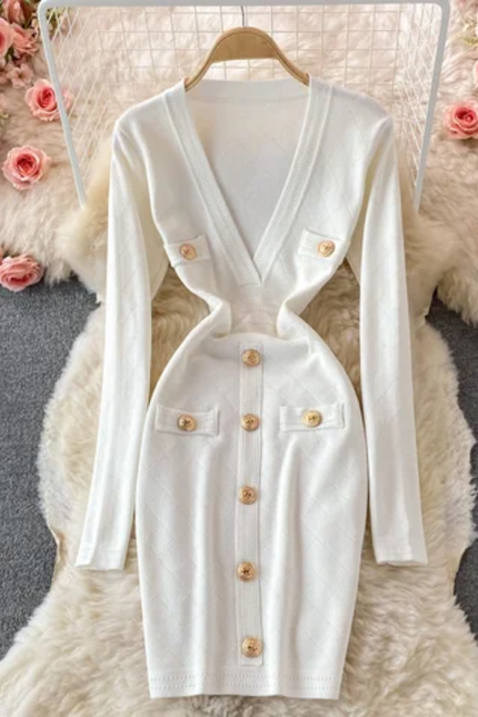 Wholesale Elegance V-Neck Bodycon Jersey Dresses