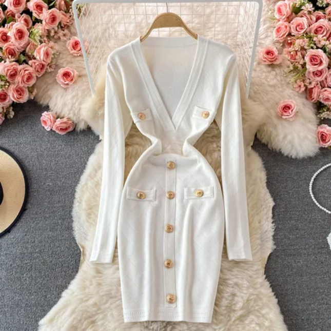 Wholesale Elegance V-Neck Bodycon Jersey Dresses