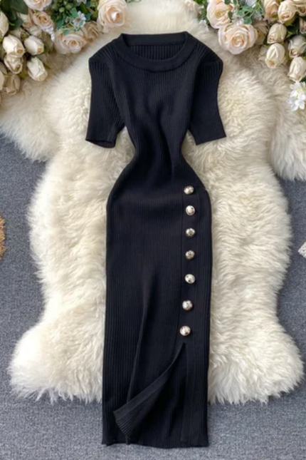 Summer Chic High Waist Knit Dress