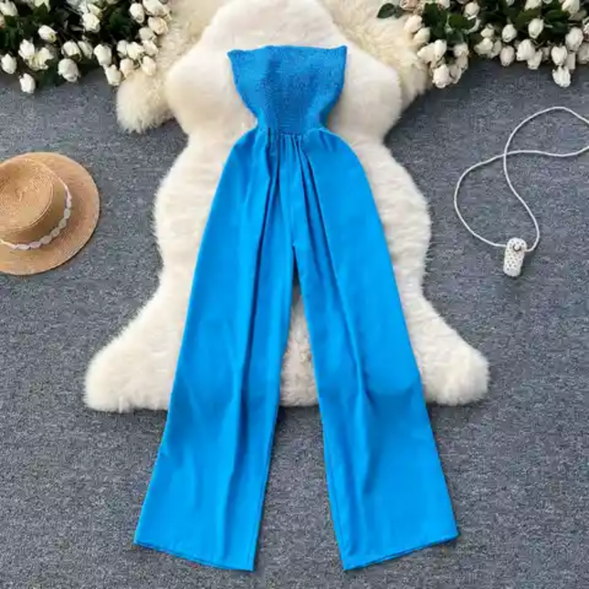 One-Shoulder Strapless Vacation Jumpsuit