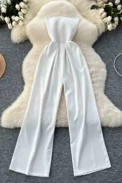 One-Shoulder Strapless Vacation Jumpsuit