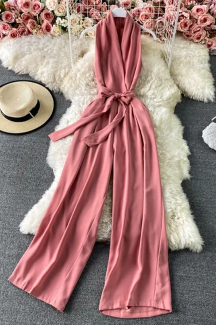 Chic Summer V-Neck Halter Jumpsuit