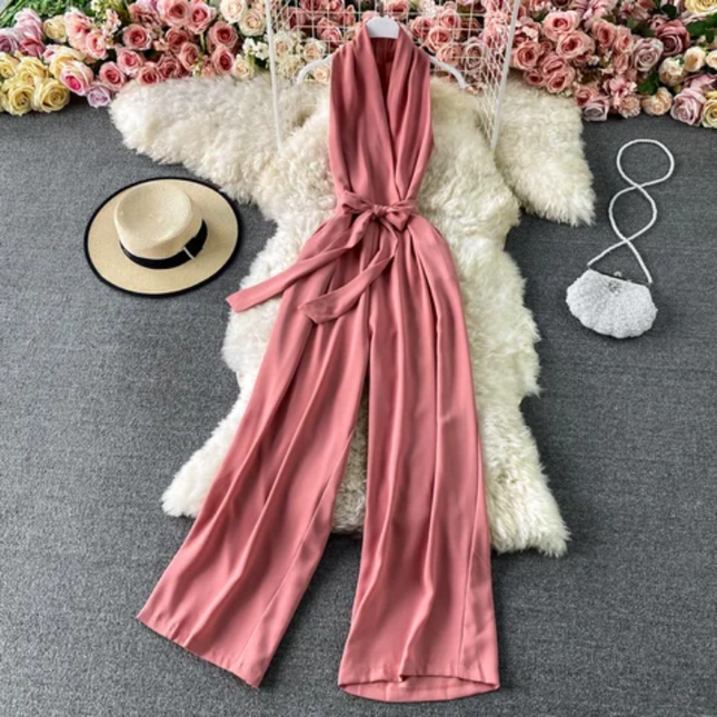 Chic Summer V-Neck Halter Jumpsuit