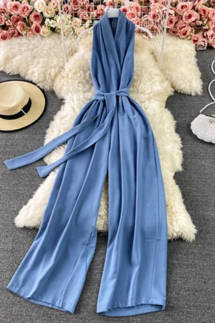 Chic Summer V-Neck Halter Jumpsuit