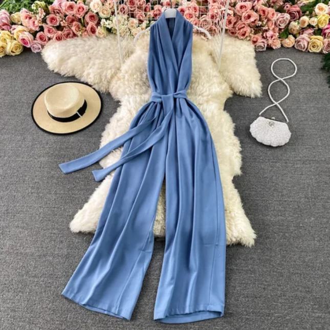 Chic Summer V-Neck Halter Jumpsuit
