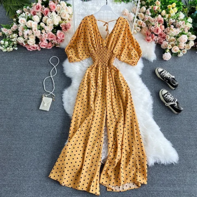 Casual Polka Dot Loose-Fit Romper