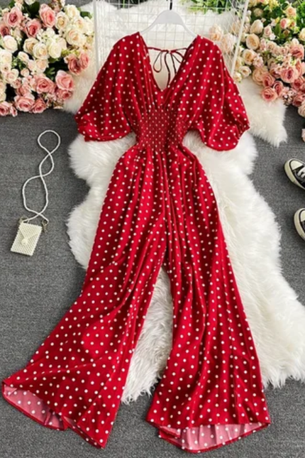 Casual Polka Dot Loose-Fit Romper