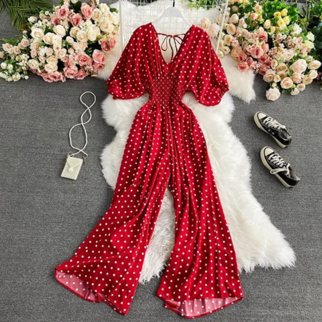 Casual Polka Dot Loose-Fit Romper