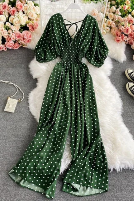Casual Polka Dot Loose-Fit Romper