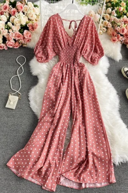 Casual Polka Dot Loose-Fit Romper