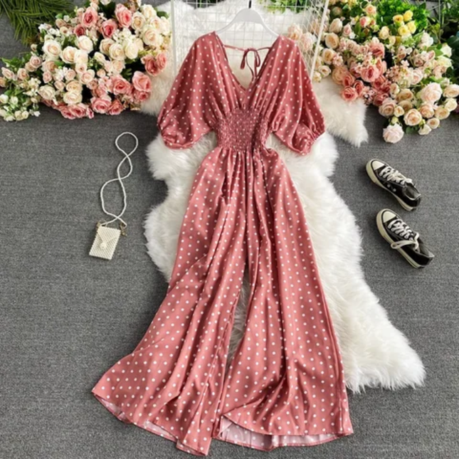 Casual Polka Dot Loose-Fit Romper