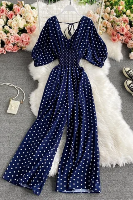 Casual Polka Dot Loose-Fit Romper