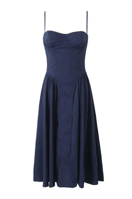 Pleated Spaghetti Strap Midi Dress