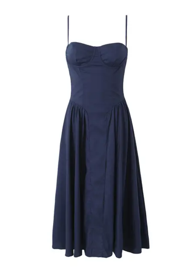 Pleated Spaghetti Strap Midi Dress