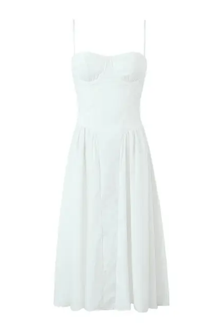 Pleated Spaghetti Strap Midi Dress