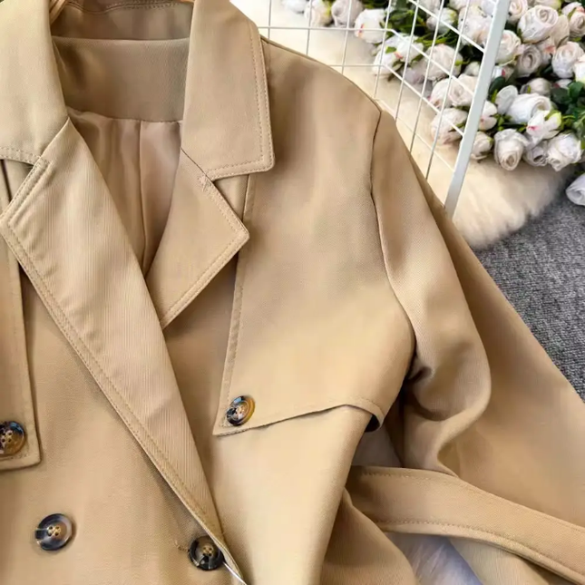 Women's Fall Double-Breasted Short Trench Coat