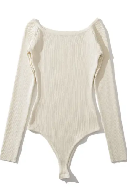 Slash Neck Long Sleeve Knitted Casual Jumpsuit for Women