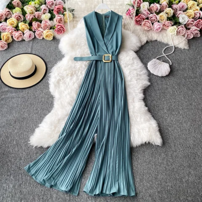 Women's Slim Fit Wide Leg Spring Jumpsuit