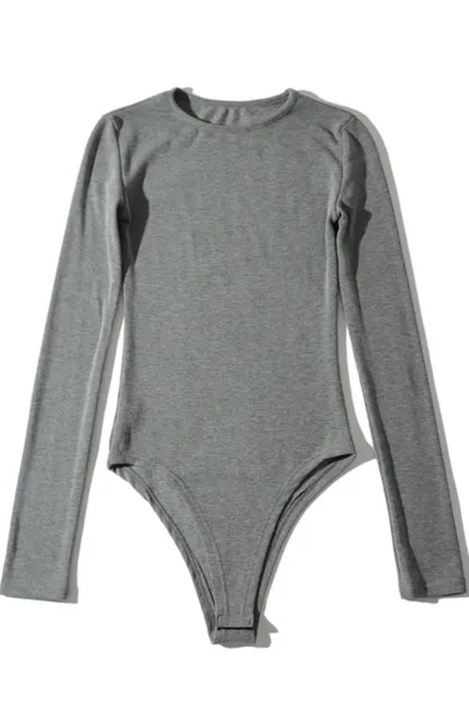Crew Neck Solid Long Sleeve Knitted Modest Casual Jumpsuit for Women