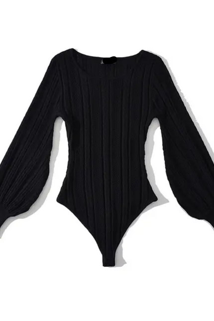 Crew Neck Long Sleeve Solid Casual Bodysuit for Women