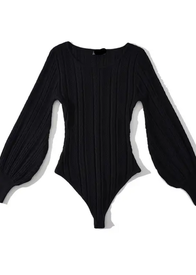 Crew Neck Long Sleeve Solid Casual Bodysuit for Women