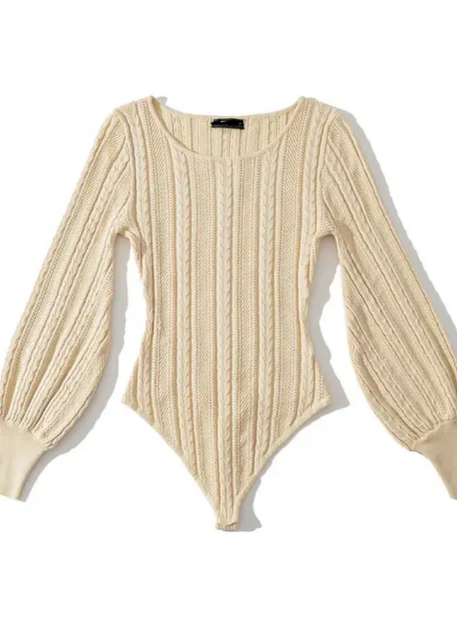 Crew Neck Long Sleeve Solid Casual Bodysuit for Women