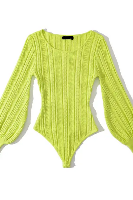 Crew Neck Long Sleeve Solid Casual Bodysuit for Women