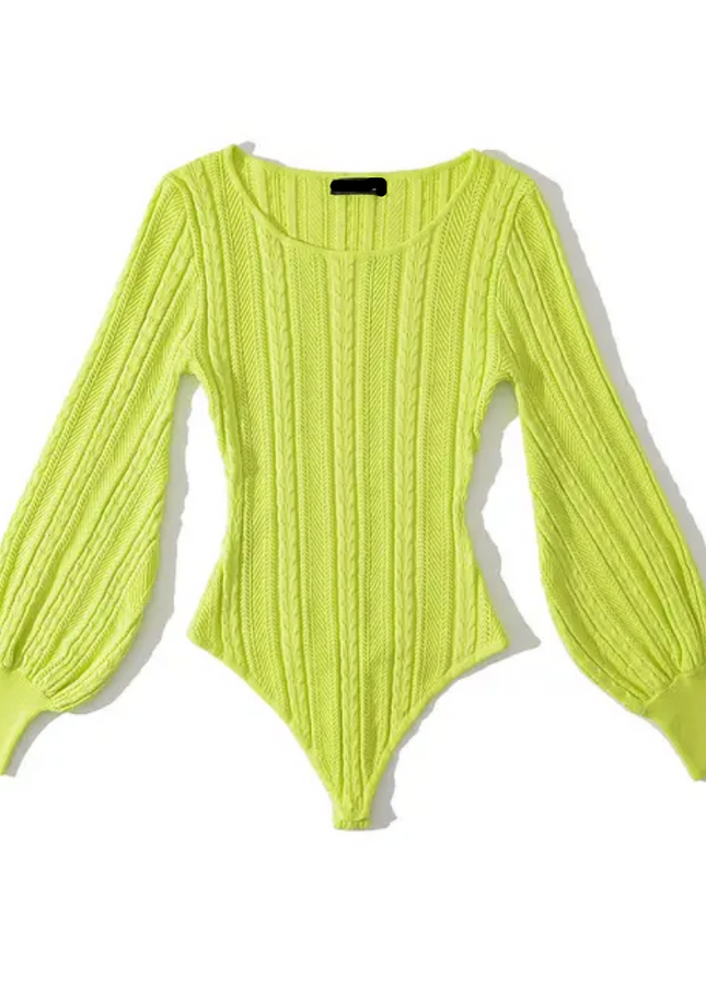 Crew Neck Long Sleeve Solid Casual Bodysuit for Women